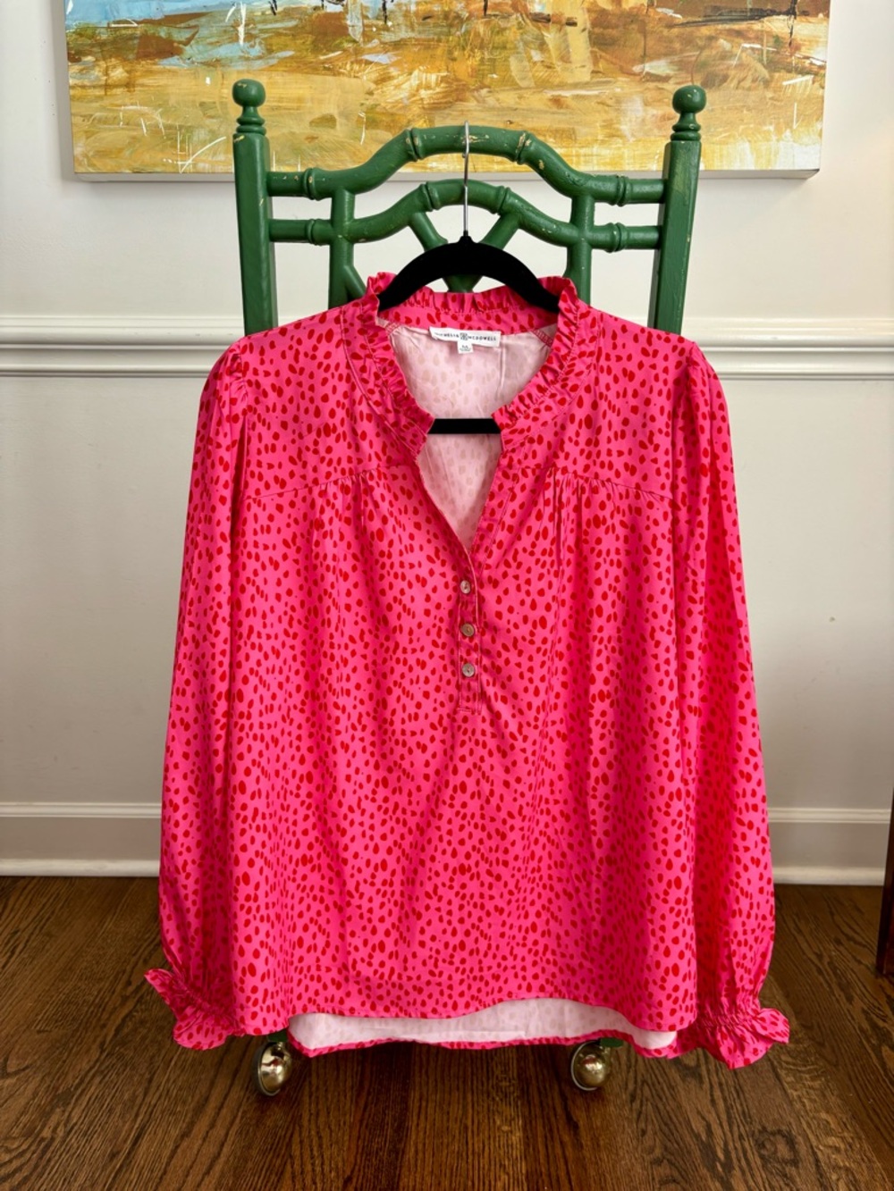 Michelle McDowell Pink Printed Tunic Ruffle Blouse